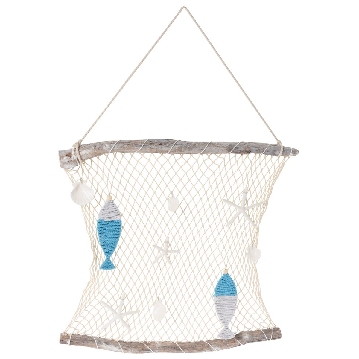 Set de 2 filets de pêche décoratifs en jute et bois