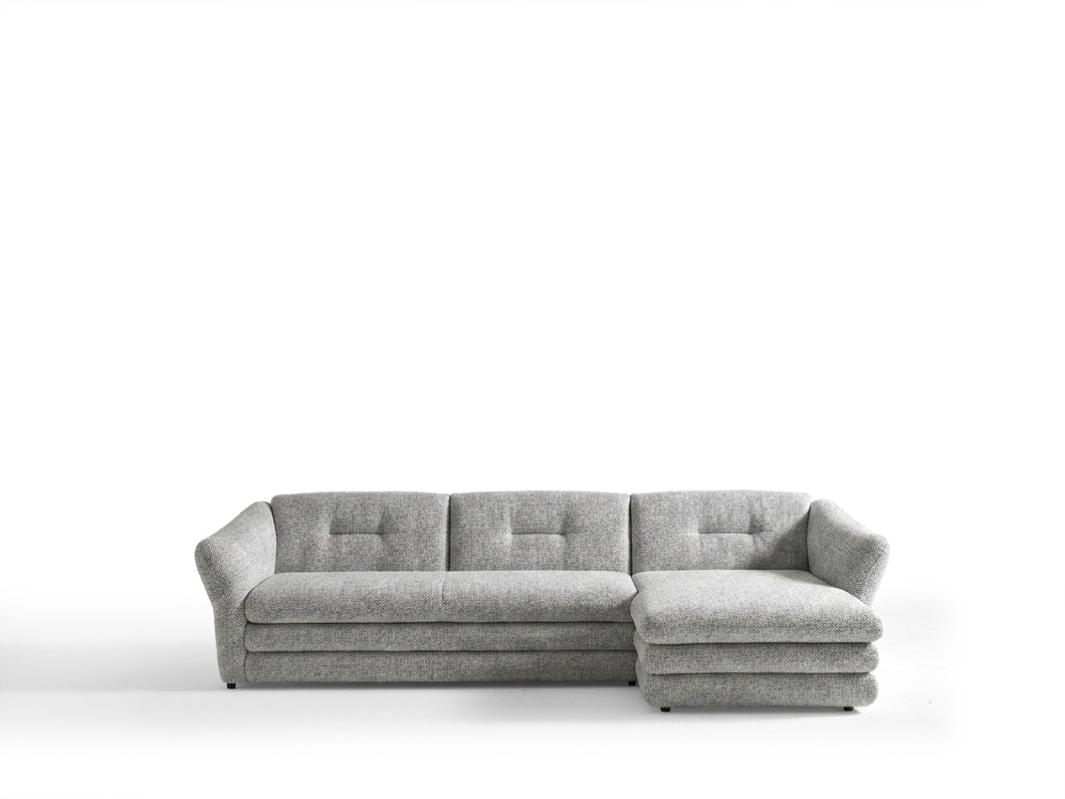 Canapé d'angle fixe 4 places en tissu chiné, MARBLE, BOBOCHIC
