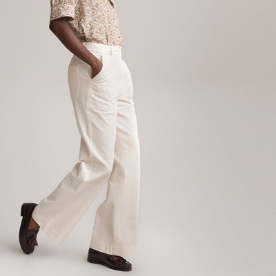 Cotton Bootcut Trousers with High Waist, Length 31.5" LA REDOUTE COLLECTIONS