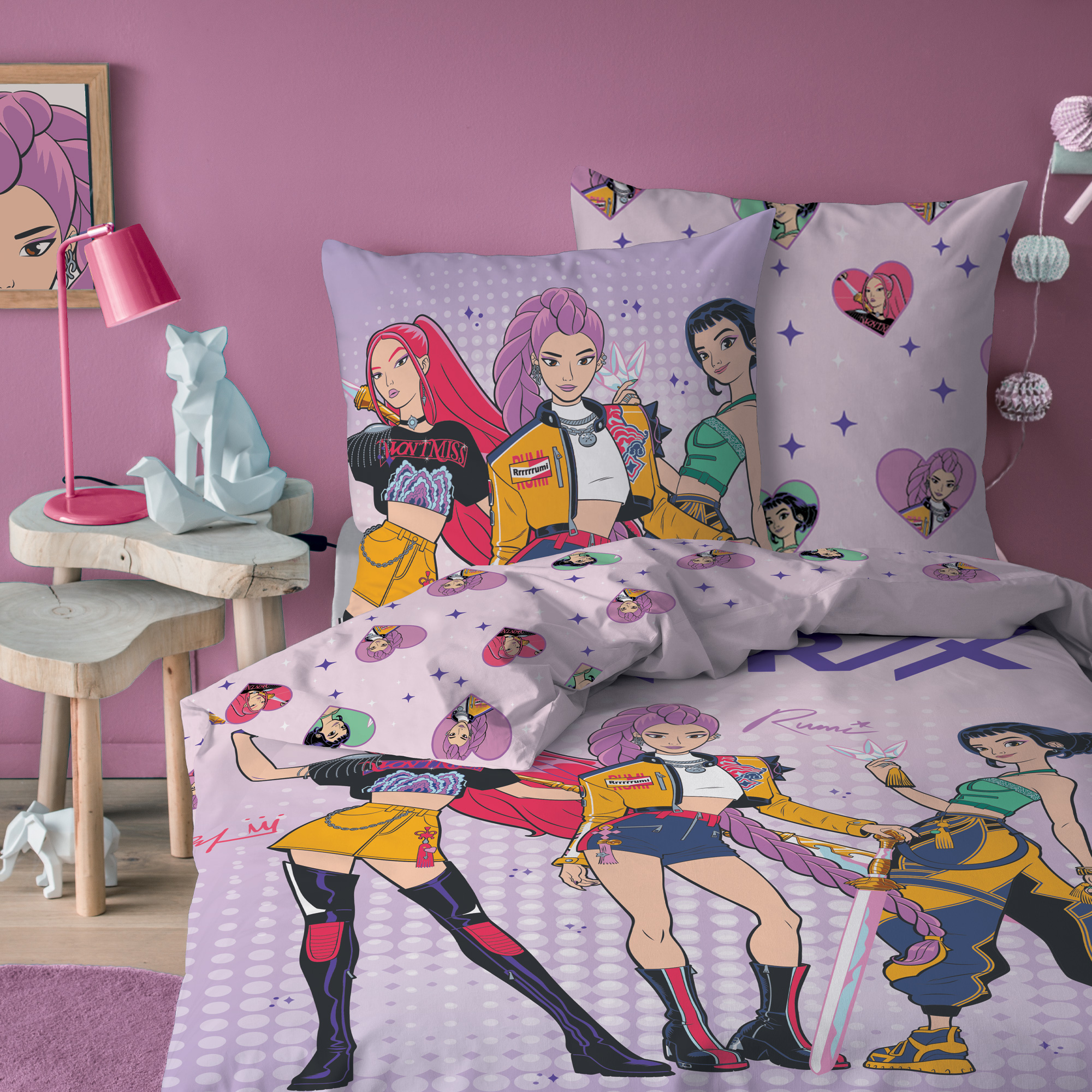 Parure de lit imprimée 100% coton, HEART, KPOP DEMON HUNTERS