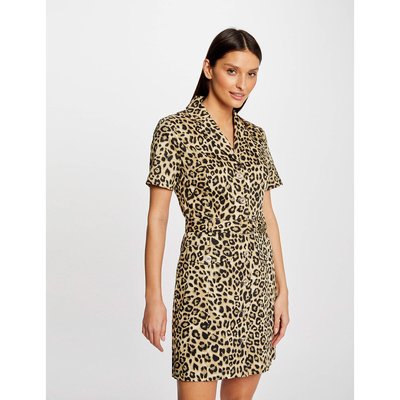 Leopard Print Cotton Dress with Belt MORGAN
