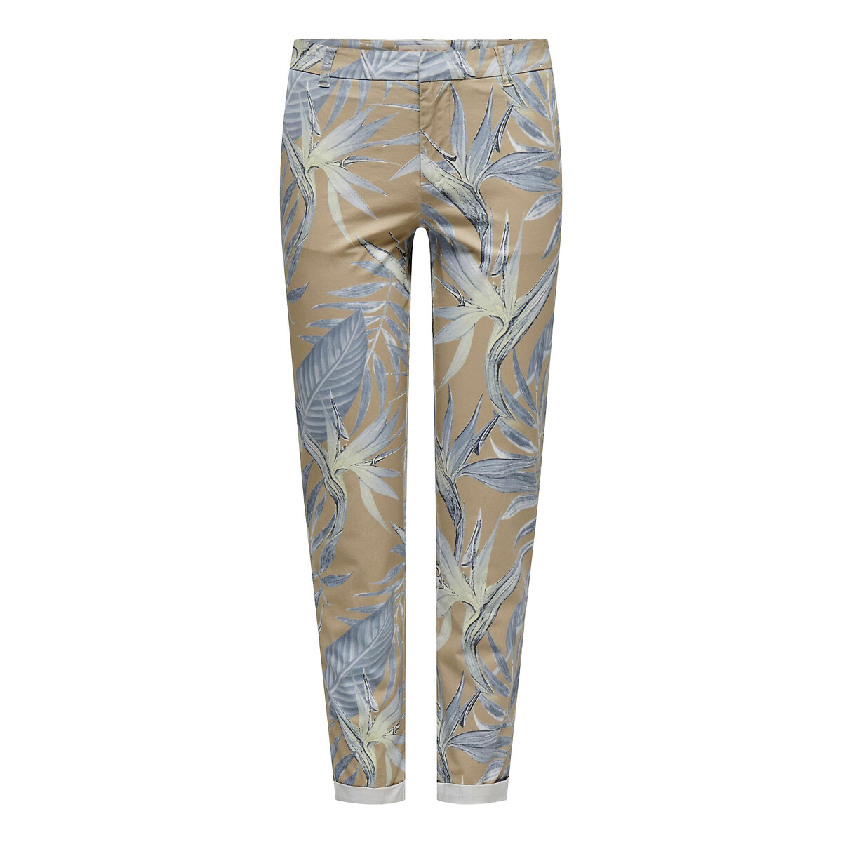 Image of Leaf Print Cotton Chinos
