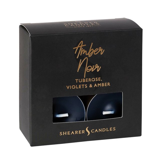 Amber Noir Tealights (Pack of 8), black, SHEARER