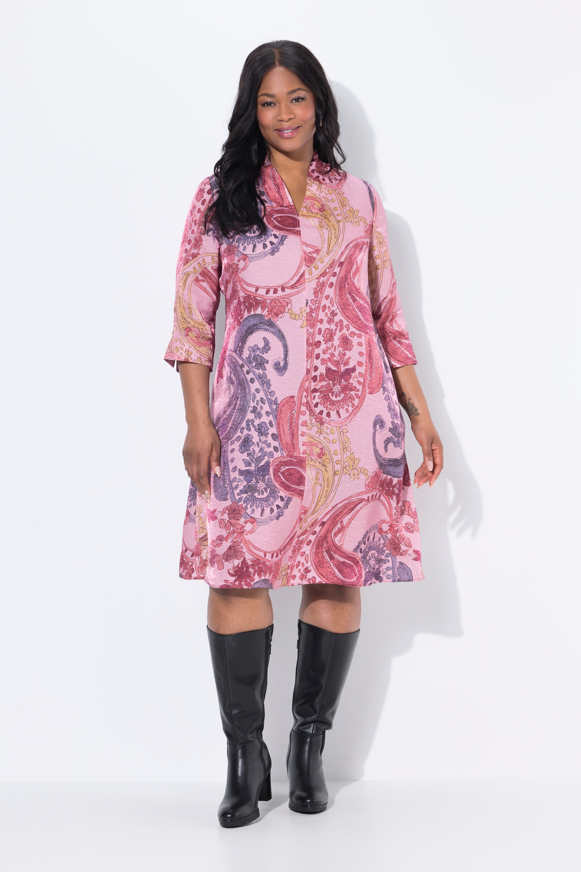 Robe coupe évasée, manches 3/4, ULLA POPKEN