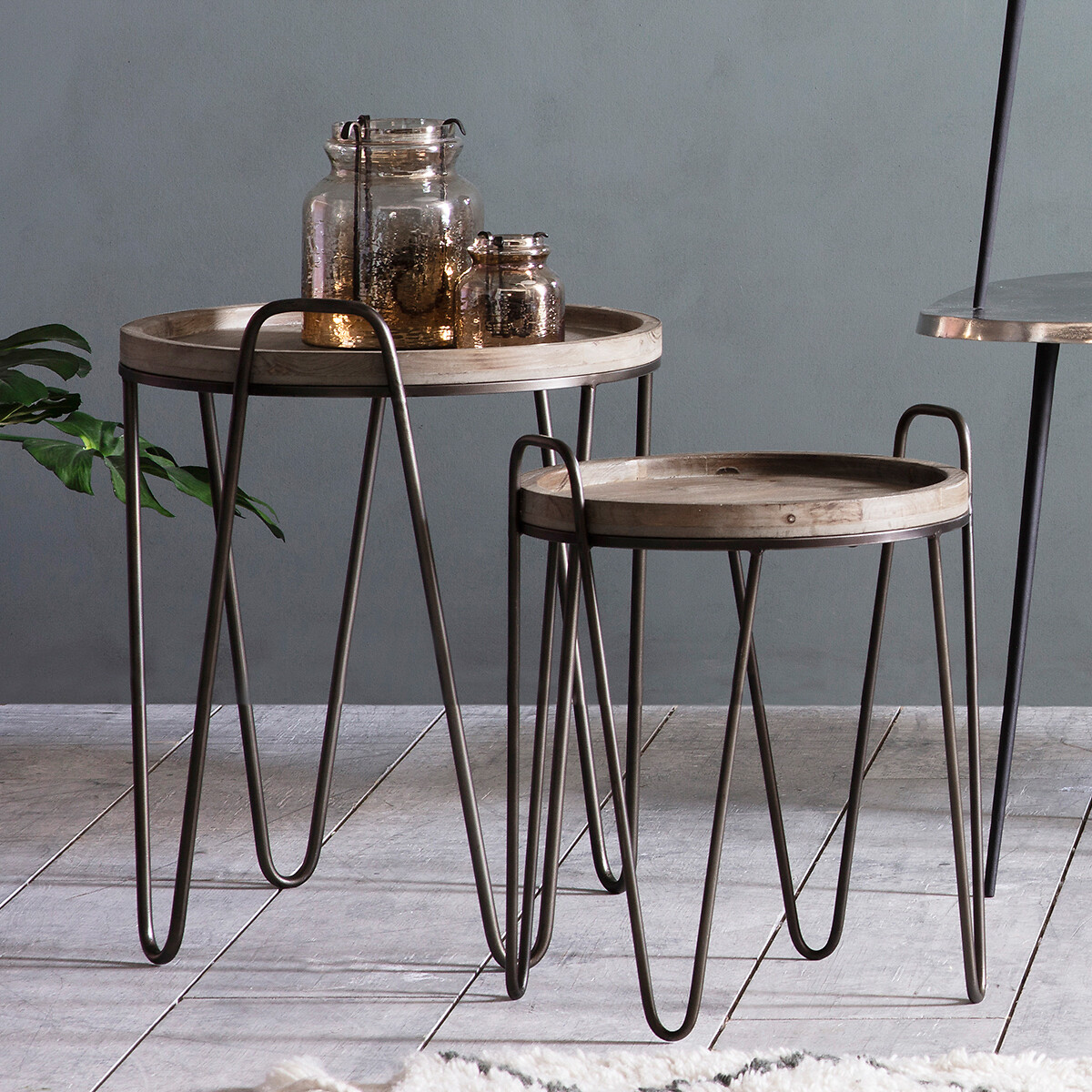 Konark rustic nest tables set of 2 light wood So home La Redoute