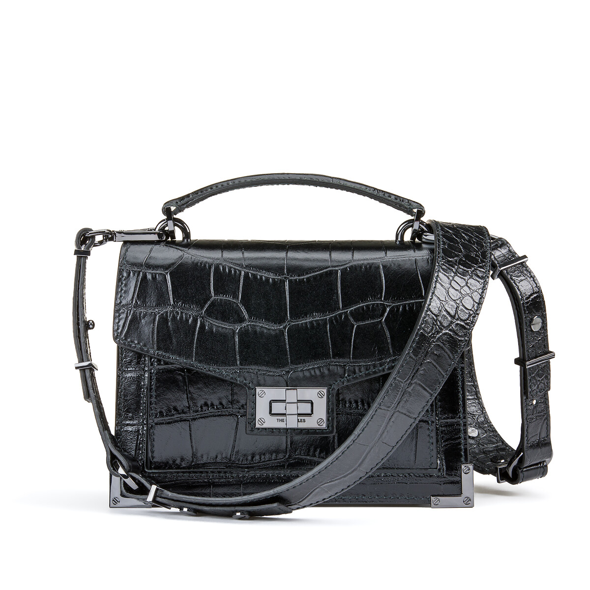 Emily Medium Crossbody Bag in Patent Mock Croc Leather