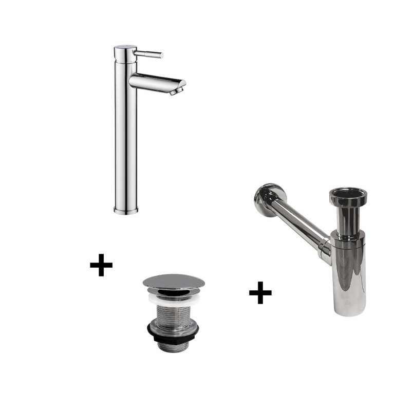 Robinet bec haut TAP + bonde LIV + siphon SIMON, MOB IN