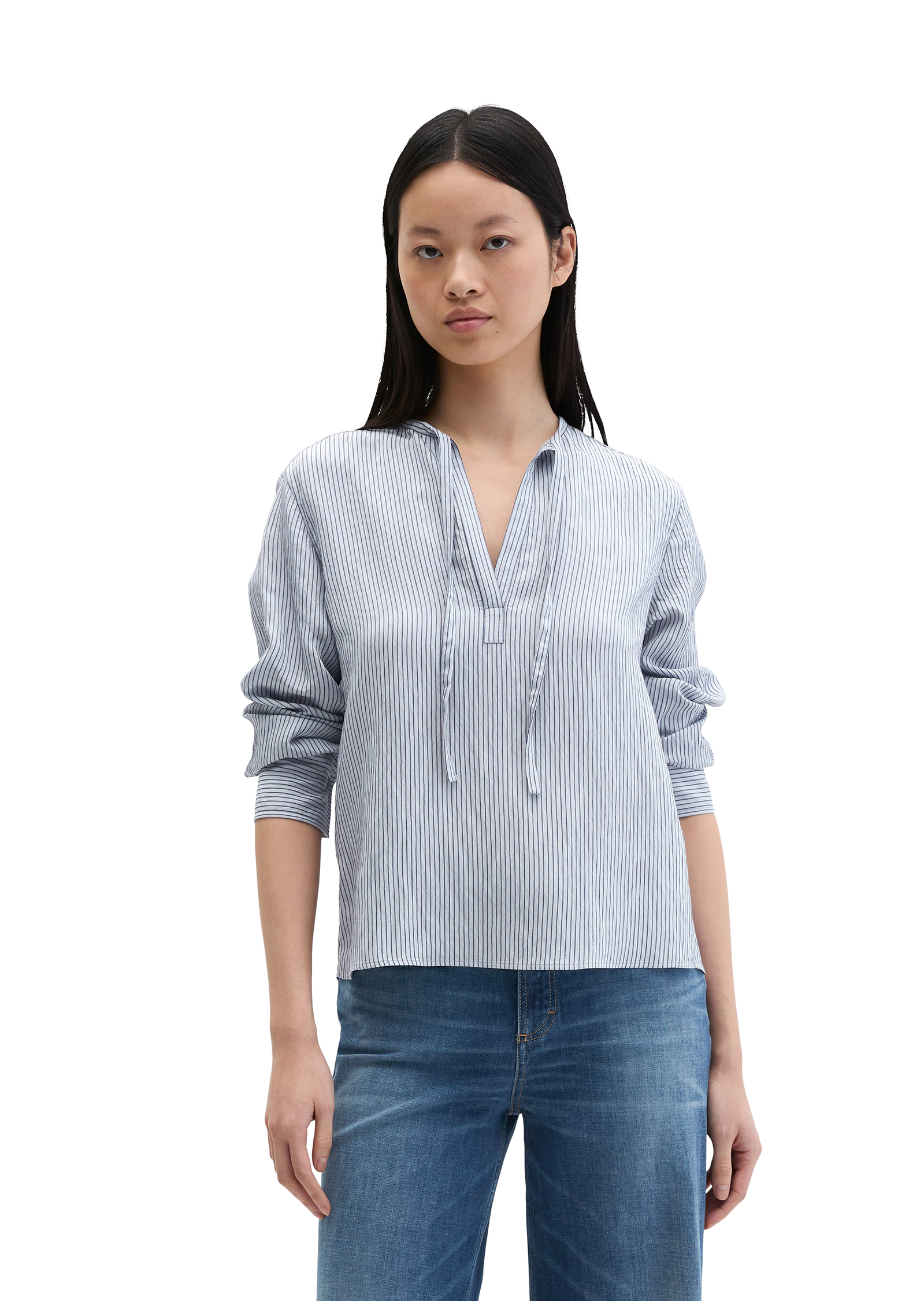 Blouse à rayures crinkle A-Shape en LENZING™ ECOVERO™, MARC O'POLO
