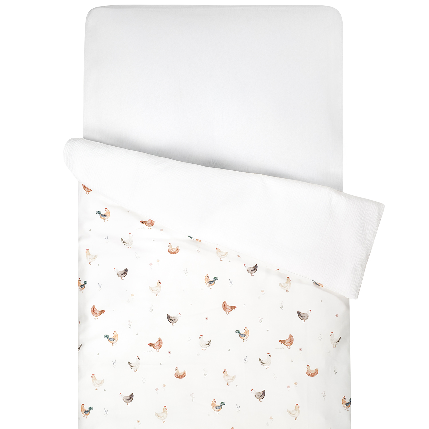 Housse de couette réversible en satin et gaze de coton GALLINA, SEVIRA KIDS