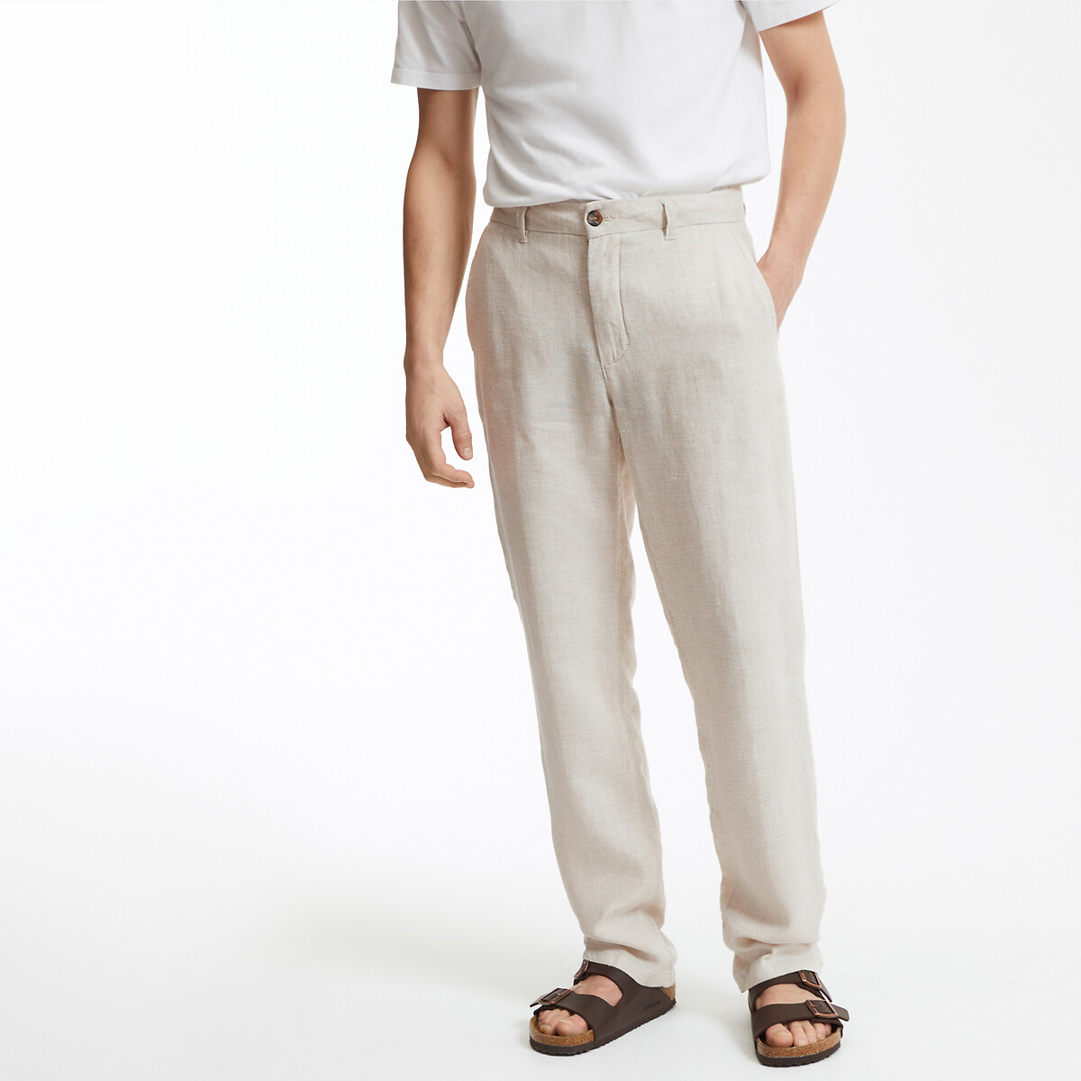 Pantalon droit en lin, Signature ISAAC