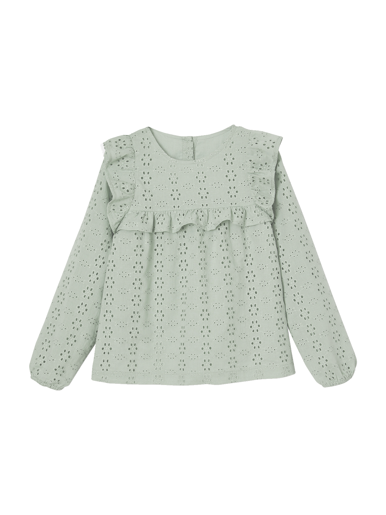 Blouse à volants en broderie anglaise, VERTBAUDET