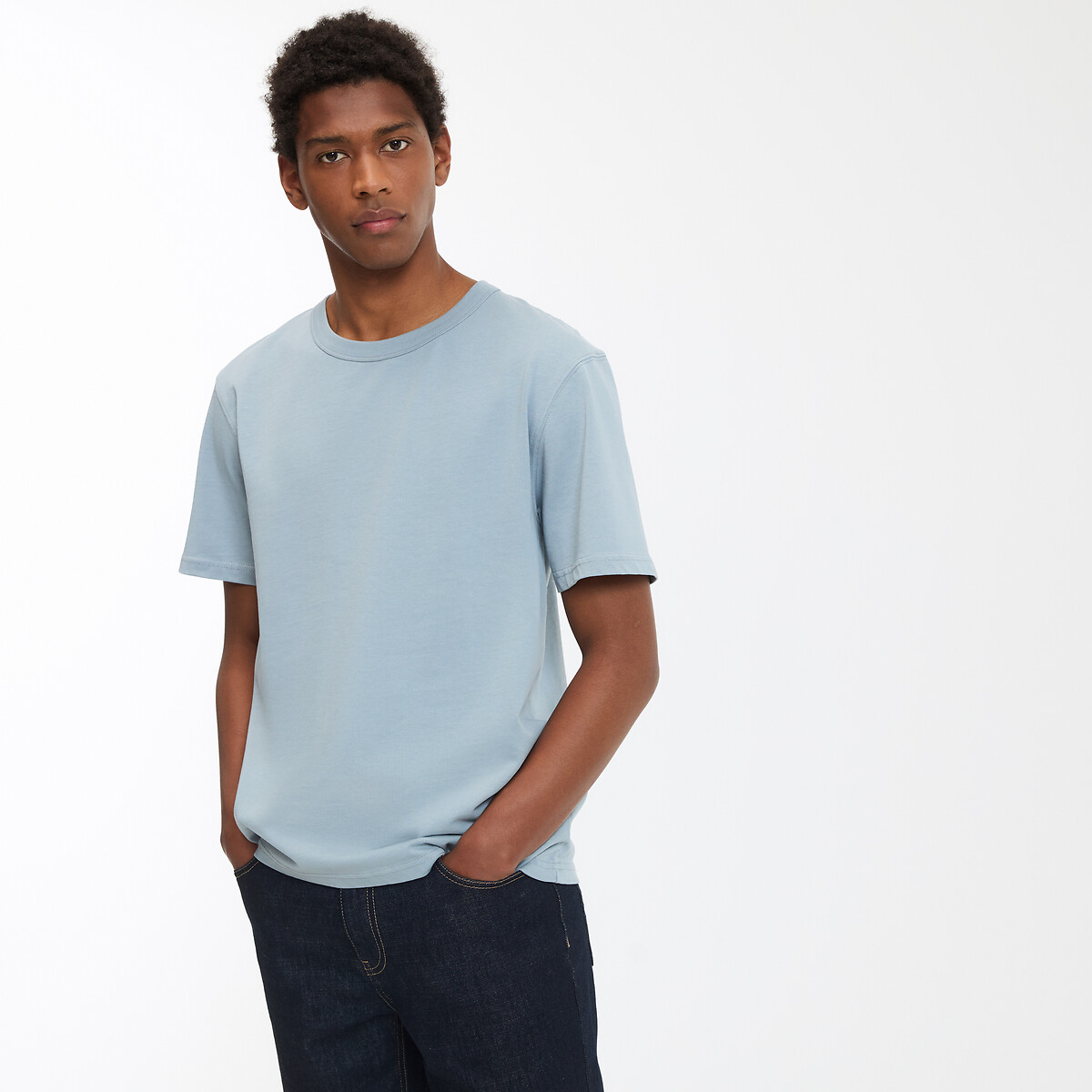 Cotton Heavyweight Jersey T-Shirt with Crew Neck, LA REDOUTE COLLECTIONS