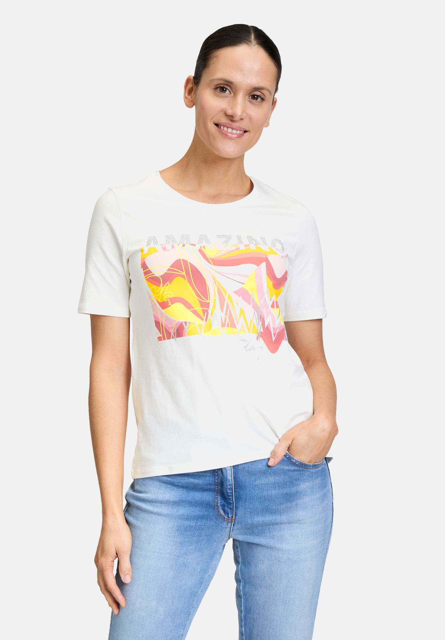 T-shirt basique à motif placé, BETTY BARCLAY