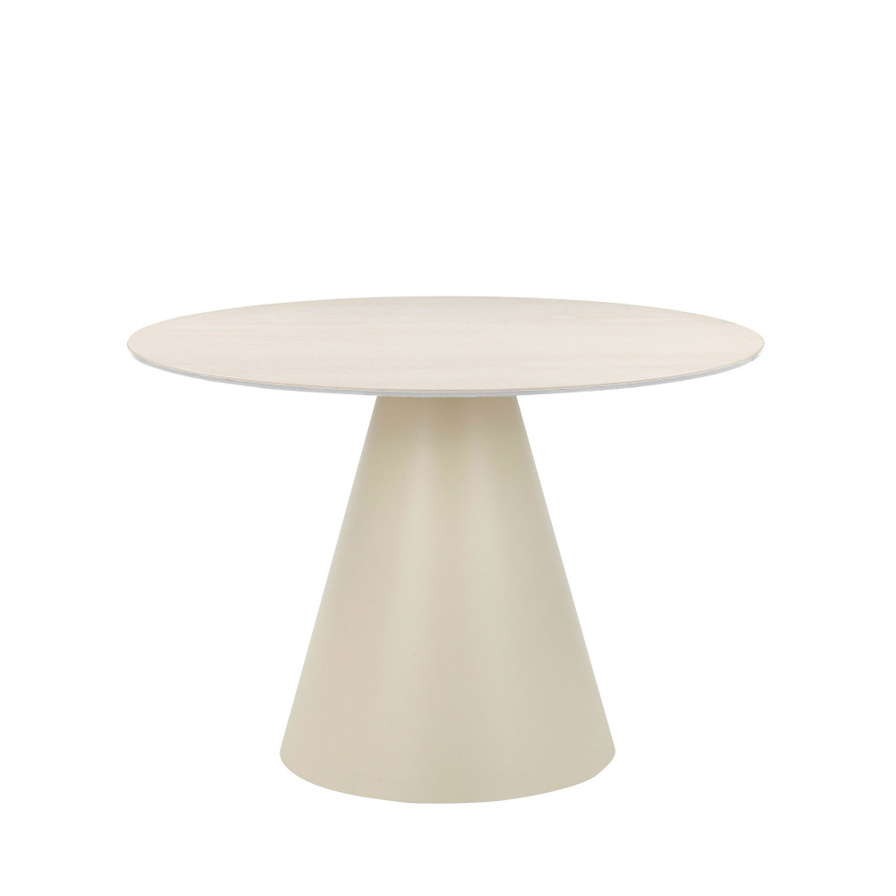 Table à manger 4 personnes ronde effet travertin- CHIBA, DRAWER