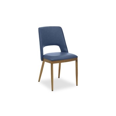 Blue Leather Effect Dining Chair with Brushed Antique Brass Legs SO'HOME
