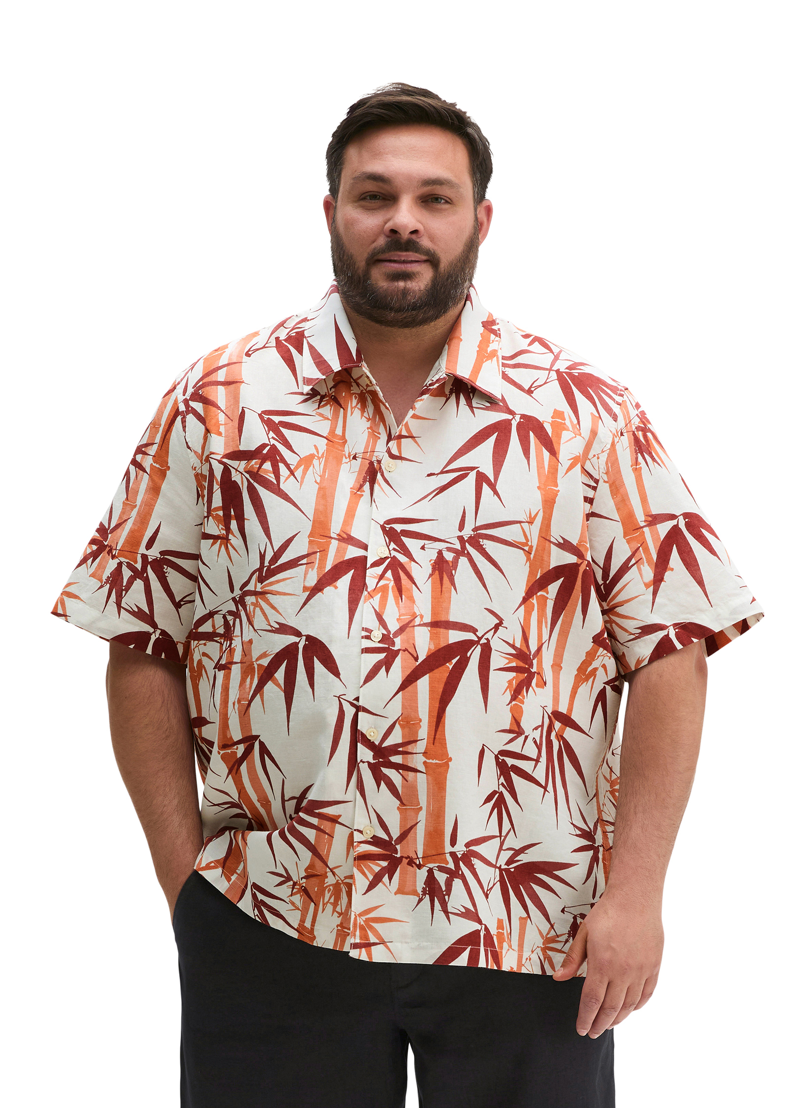 Chemise à manches courtes regular en lin et en coton bio, MARC O'POLO