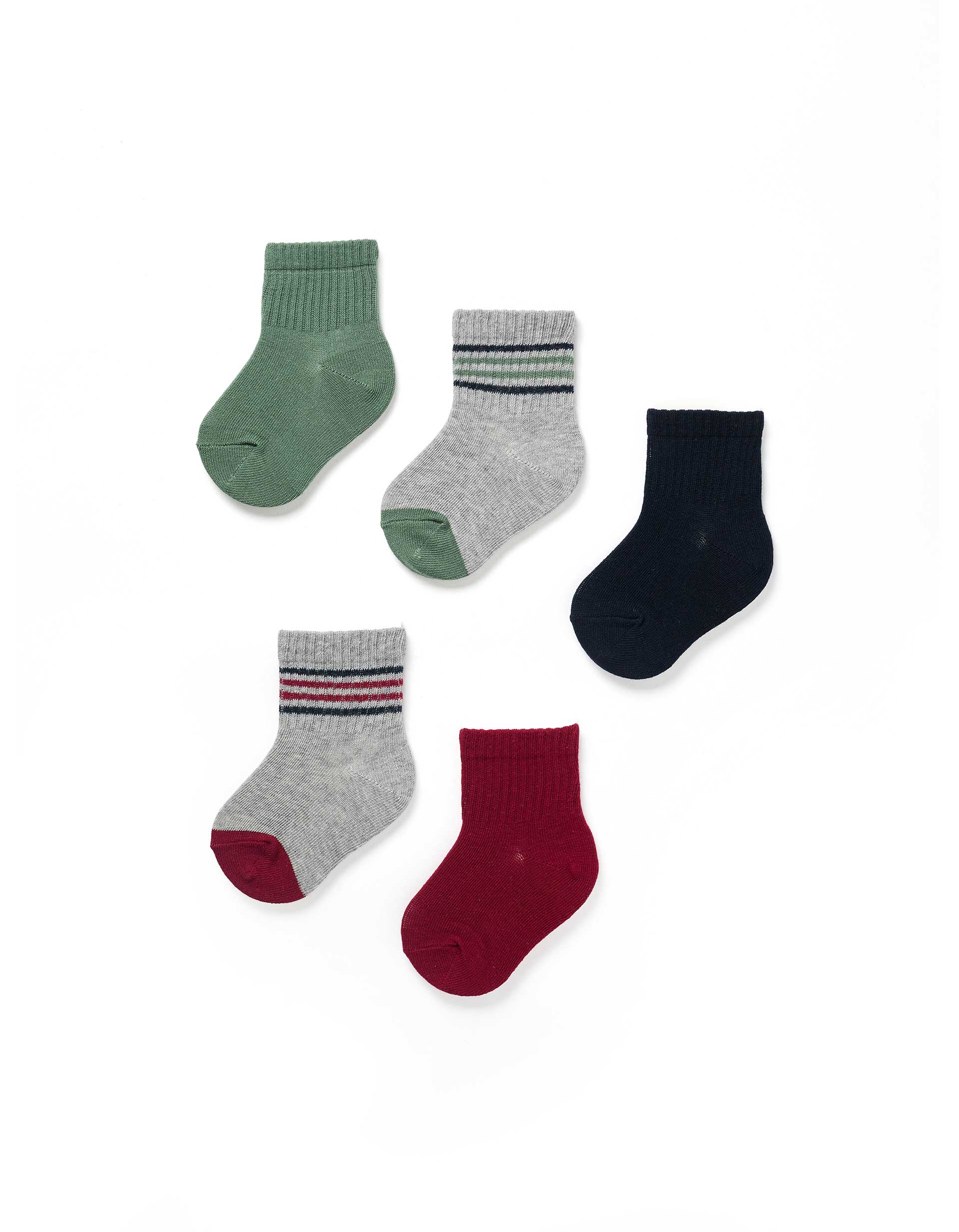 Lot de 5 paires de chaussettes unies/à rayures, ZIPPY