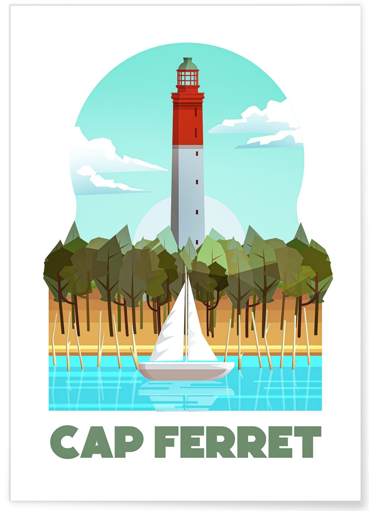 Affiche ville Minimaliste Cap Ferret 2, L'AFFICHERIE