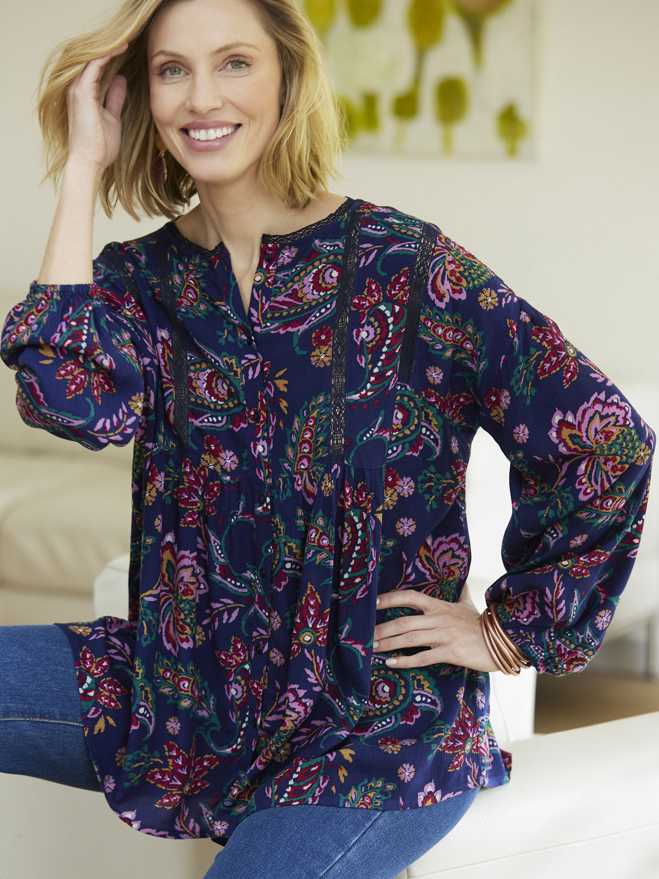Blouse ample froncée, DAXON