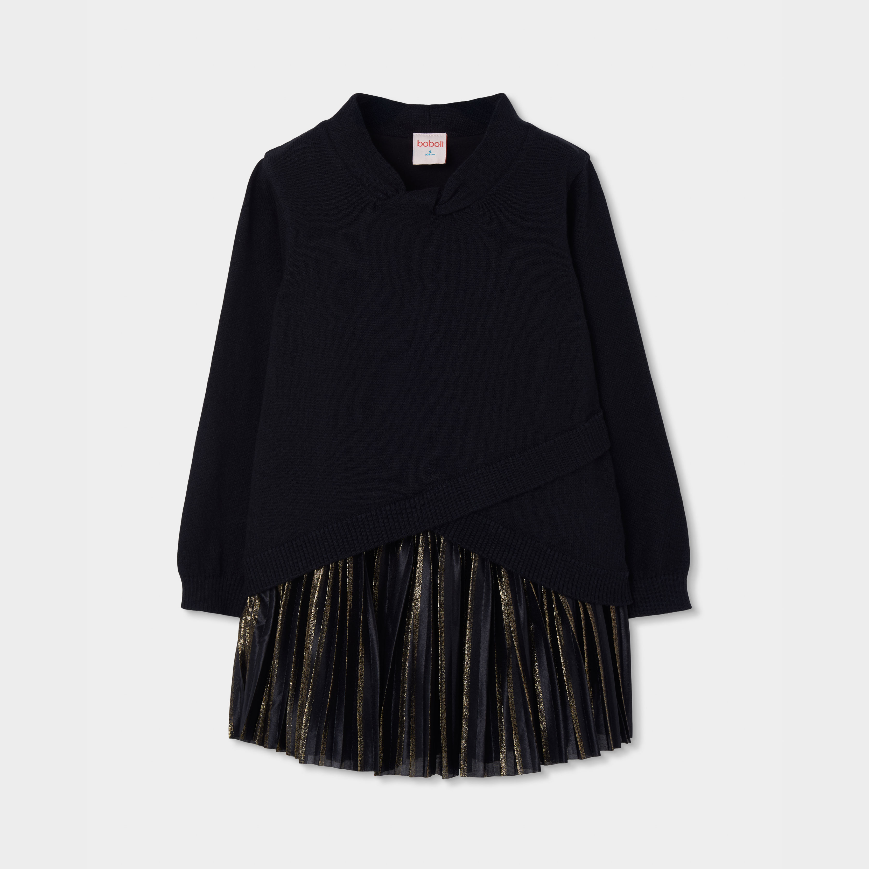 Robe fille combinée avec jupe plissée, BOBOLI