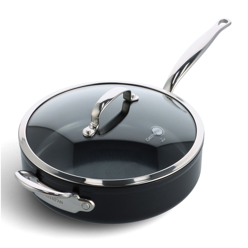 Sauteuse 28 cm aluminium forgé revêtement céramique avec couvercle - Barcelona Pro, GREENPAN