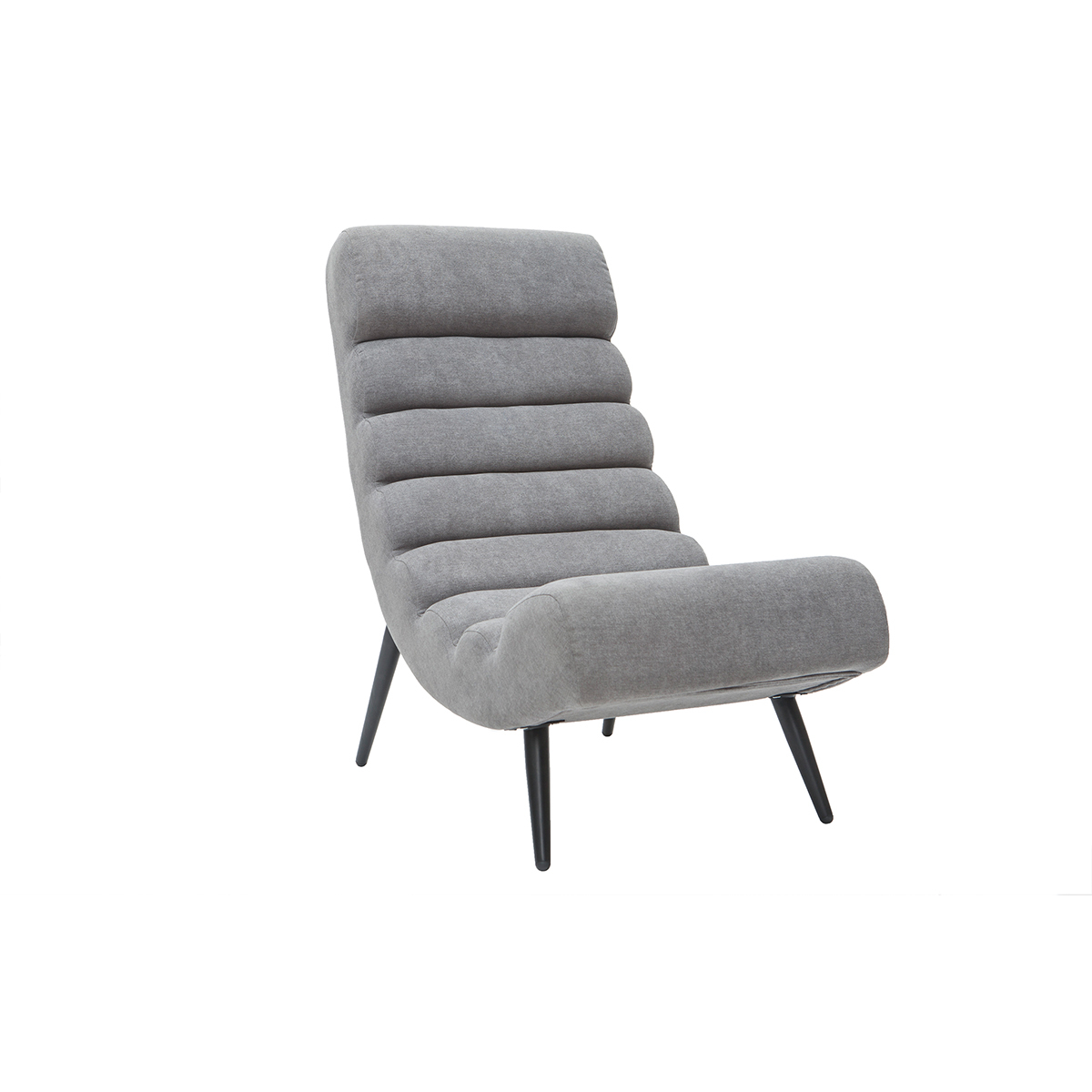 Fauteuil design en tissu effet velours gris et métal noir TAYLOR, MILIBOO