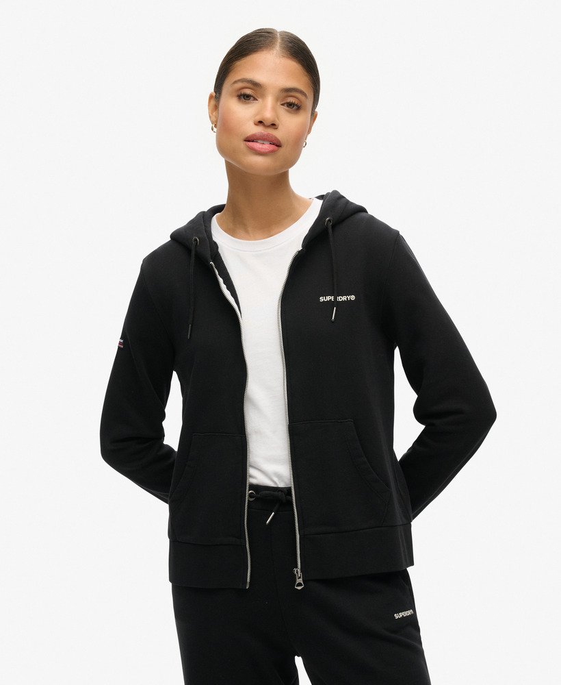 Sweat à capuche zippé uni, SUPERDRY