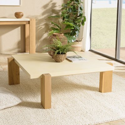 Table basse carrée design épuré bois et béton 114 cm BRASILIA PIER IMPORT
