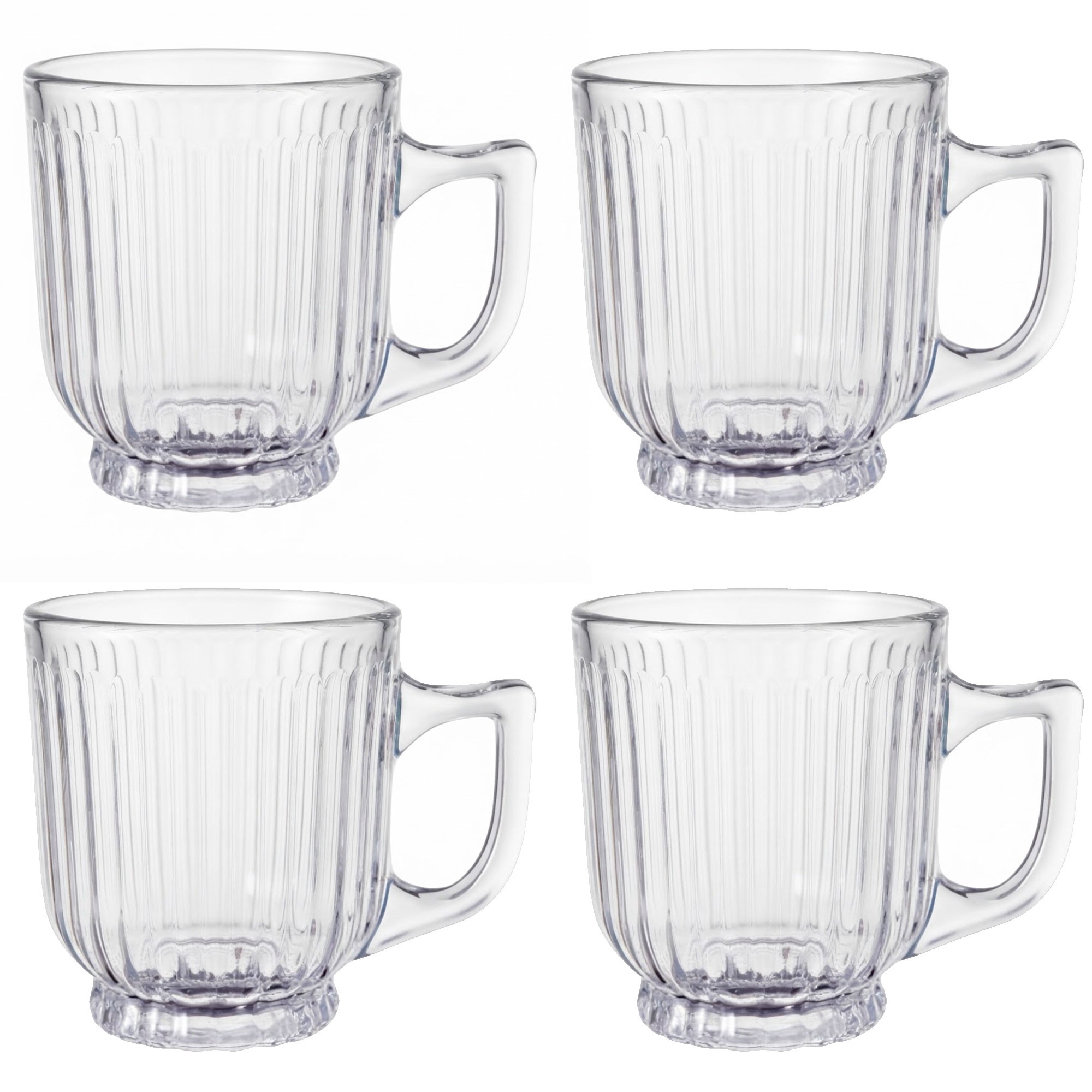Set de 4 tasses à café en verre strié 20cl, WADIGA