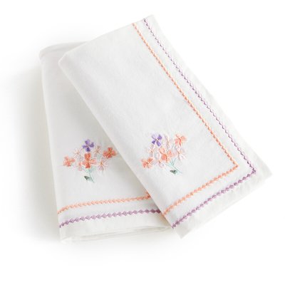 Set of 2 Mellis Embroidered Floral 100% Washed Cotton Napkins LA REDOUTE INTERIEURS