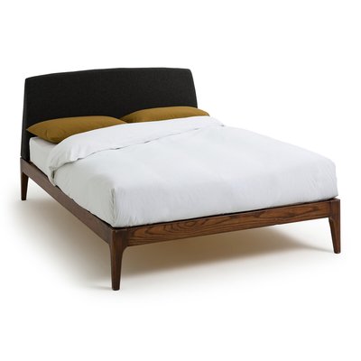 Agura walnut-effect solid ash bed with upholstered headboard LA REDOUTE INTERIEURS