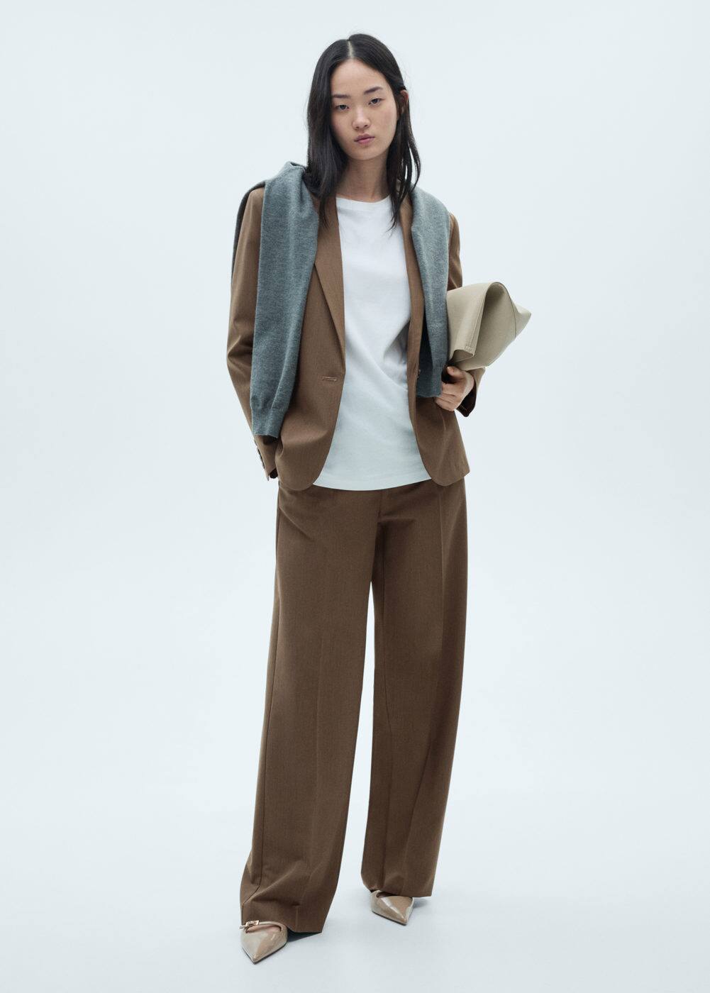 Pantalon droit taille elastique marron Mango La Redoute
