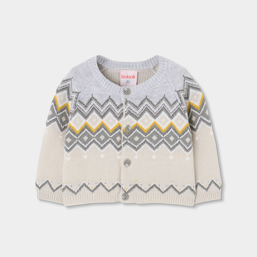 Gilet bébé maille imprimé géométrique, BOBOLI