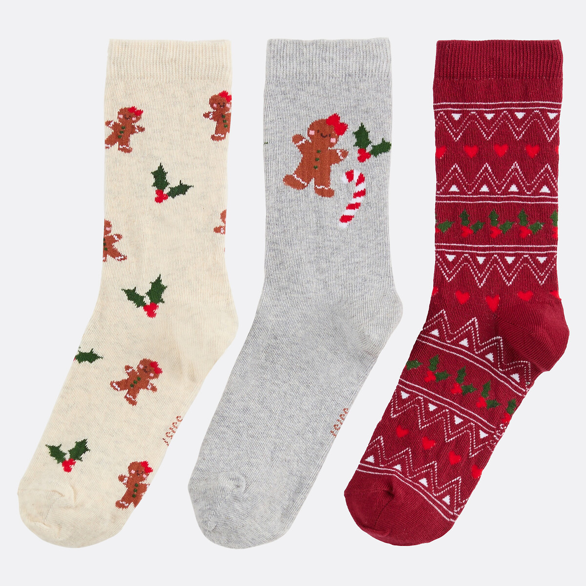 Lot de 3 paires de chaussettes, motif Noël, LA REDOUTE COLLECTIONS