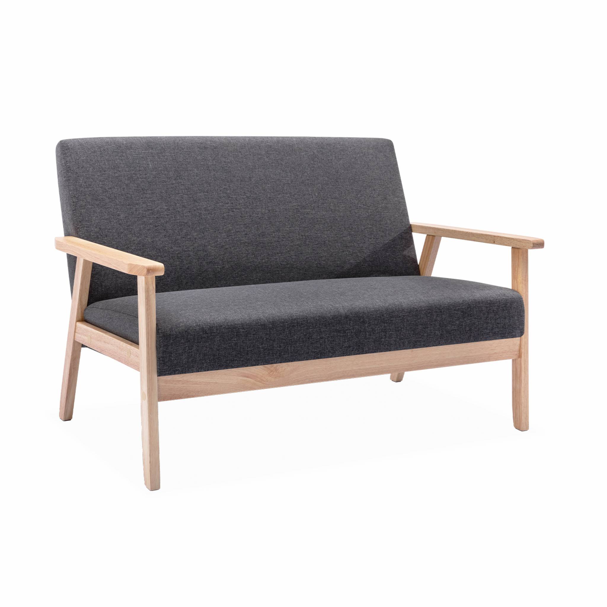 Canapé banquette 2 places bois d'hévéa tissu ISAK, SWEEEK