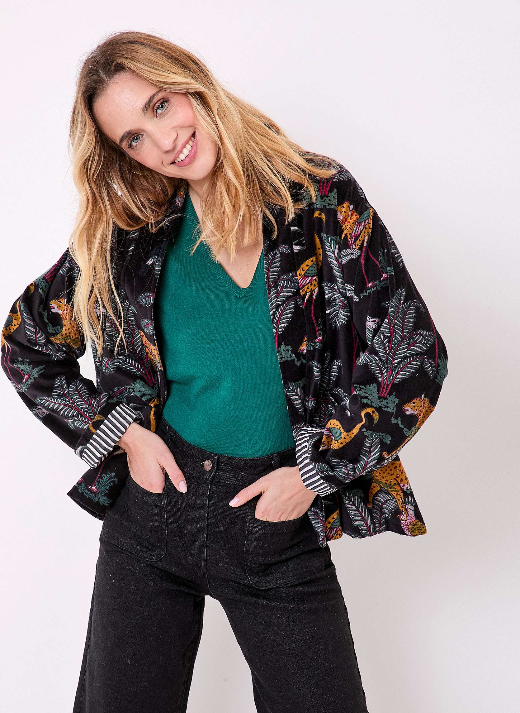Veste Kimono velours imprimé indien DHARMA, LA FIANCÉE