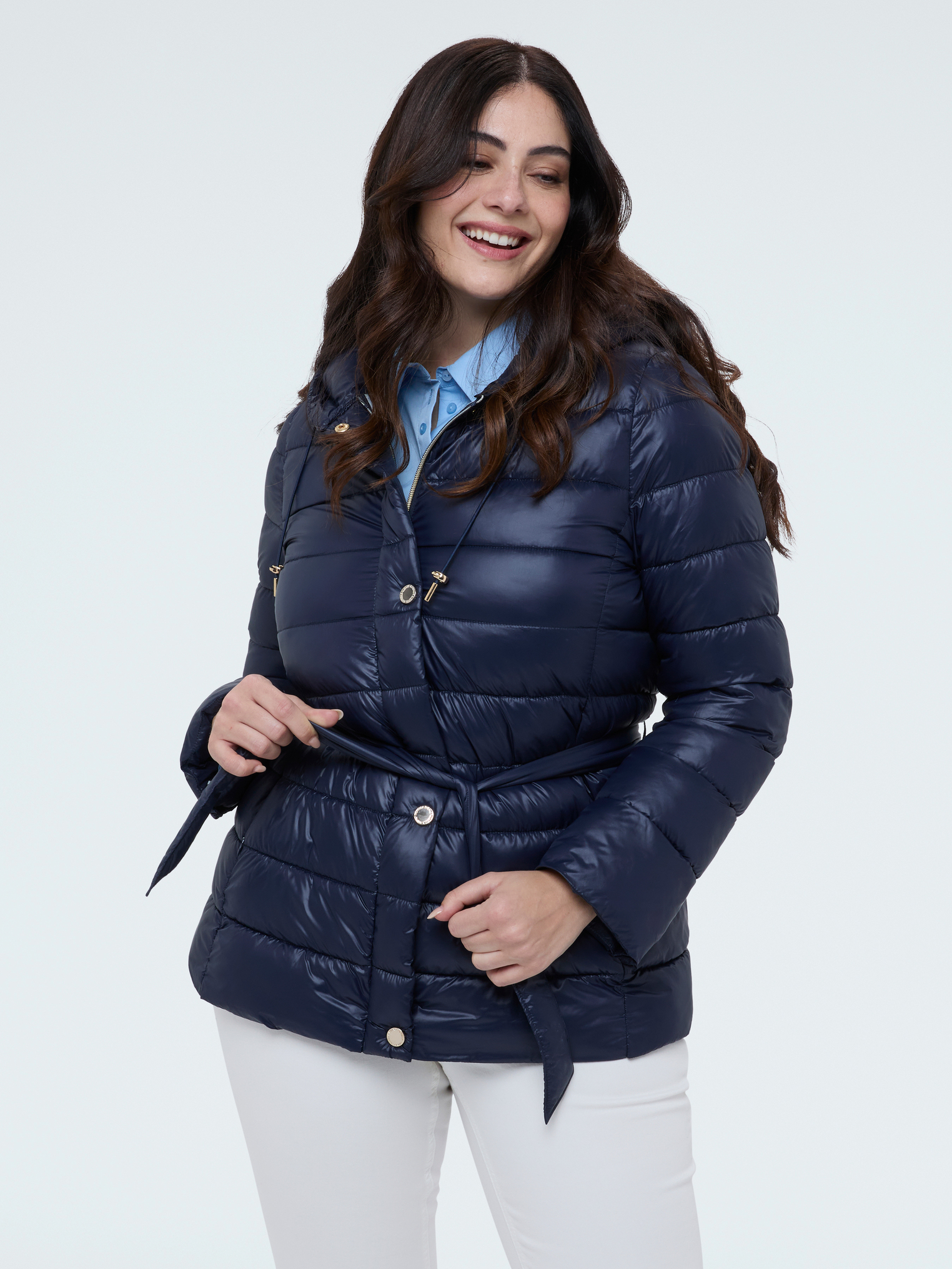 Veste matelassée piquée avec ceinture nouée, FIORELLA RUBINO