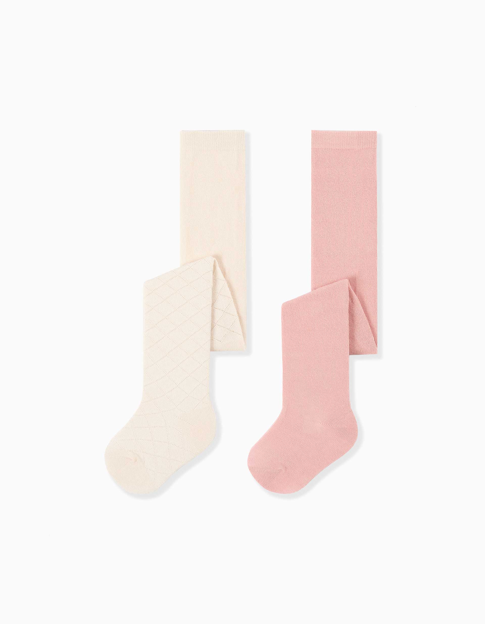 Lot de 2 collants en maille unie/ajourée, ZIPPY