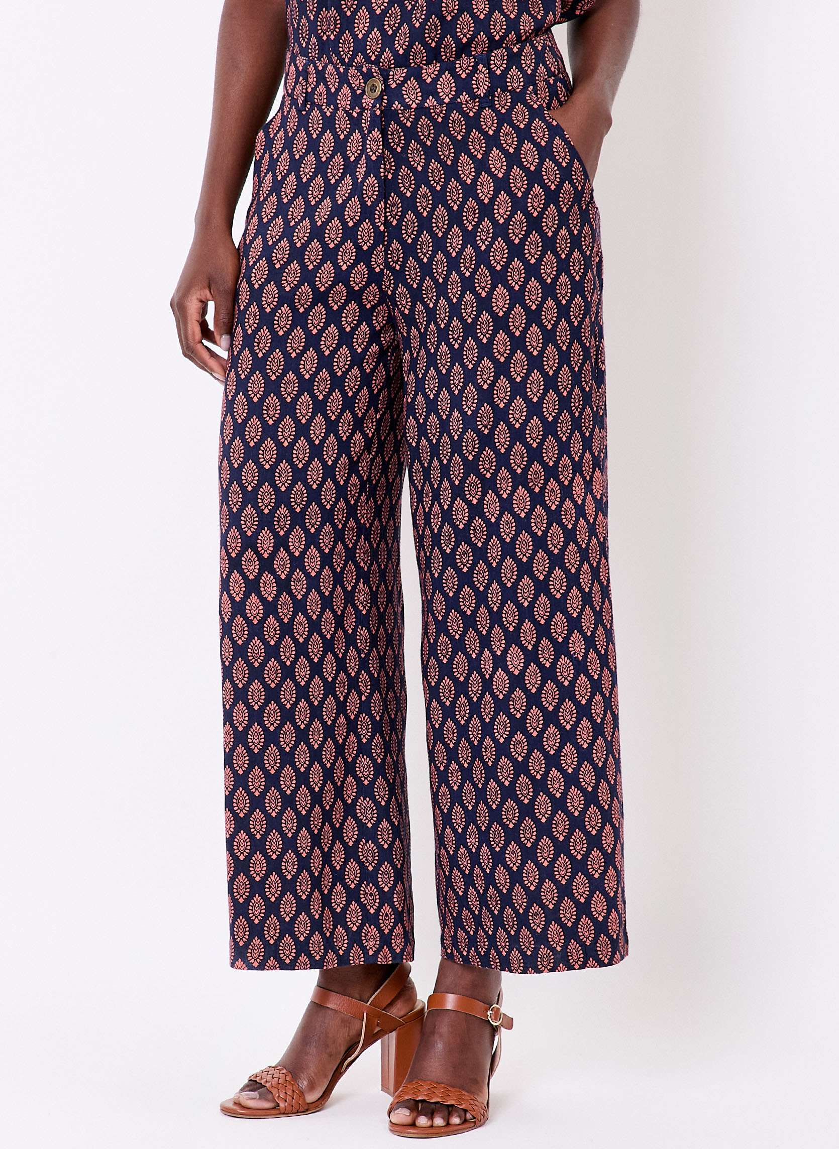 Pantalon imprimé large fluide 7/8 AMELIA, LA FIANCÉE