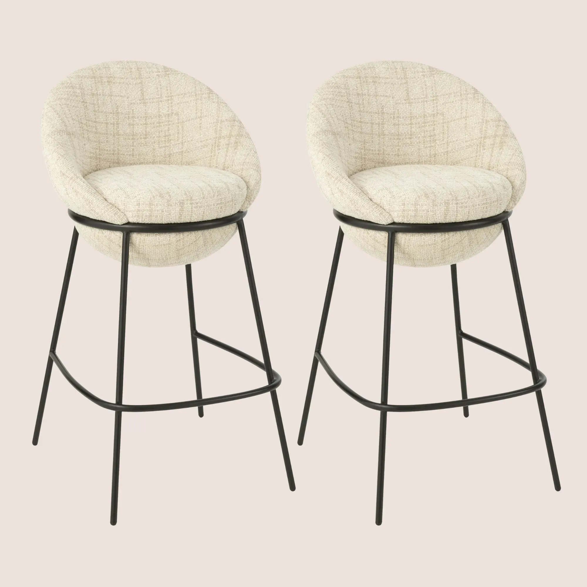 Tabourets de bar design en tissu (lot de 2) - MERO, HELLIN, DEPUIS 1862