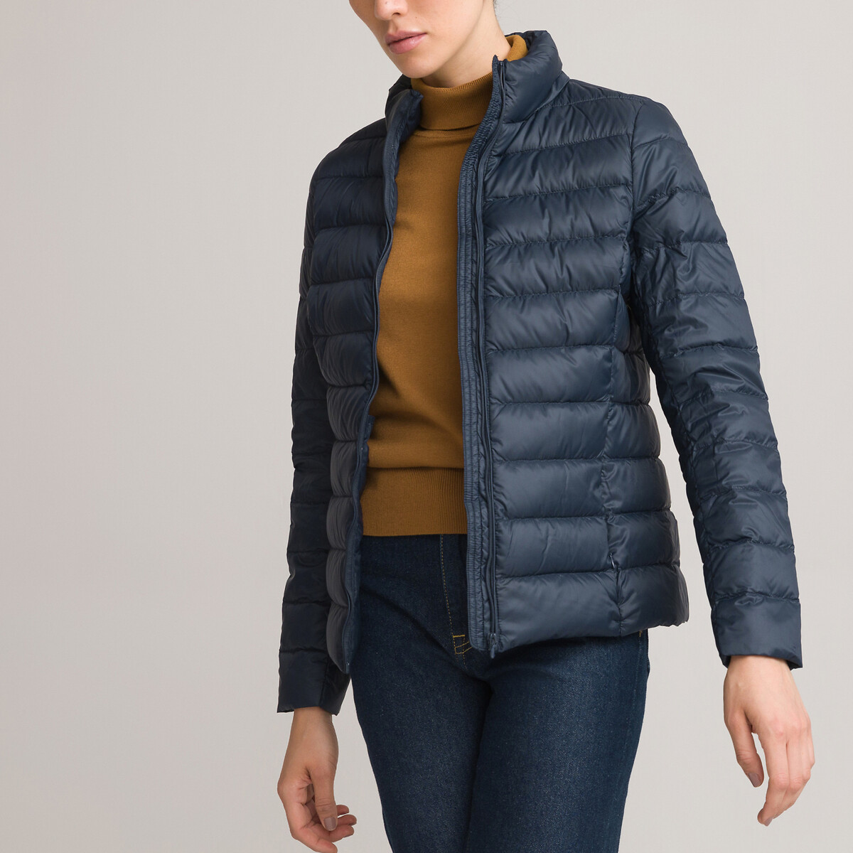 Recycled lightweight quilted padded jacket with high neck La Redoute ...