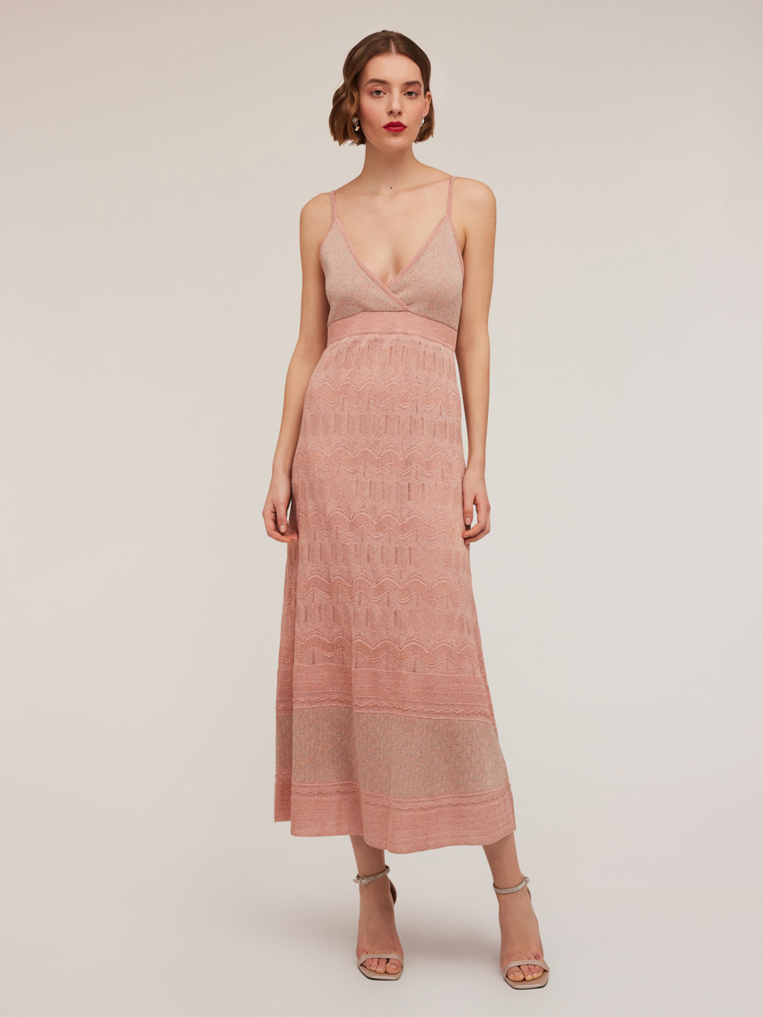 Long dress in fil textile knit fabric, MOTIVI