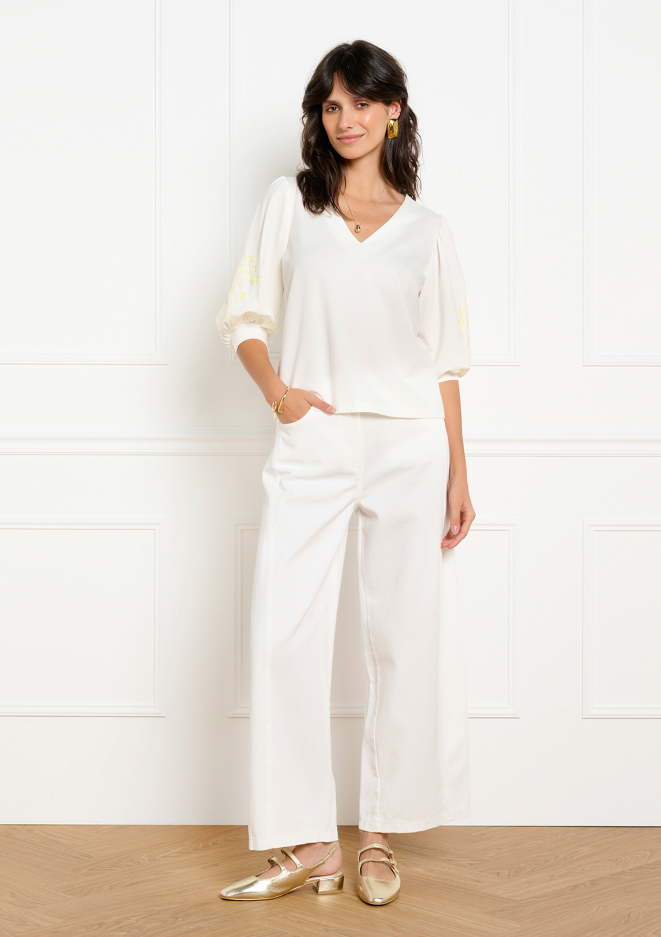 Blouse manches brodées, LOLALIZA