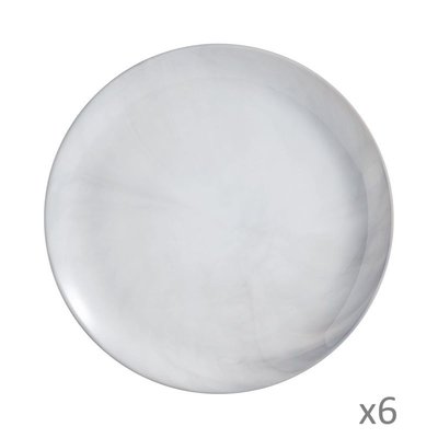 6 assiettes plates Diwali Marble grises 25cm - Luminarc LUMINARC
