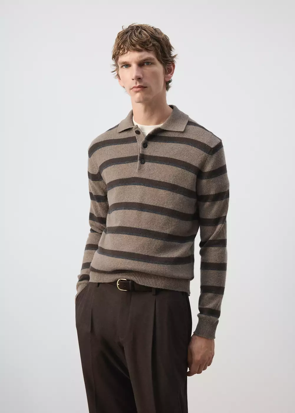 Polo en jersey mélangé laine cachemire, MANGO MAN