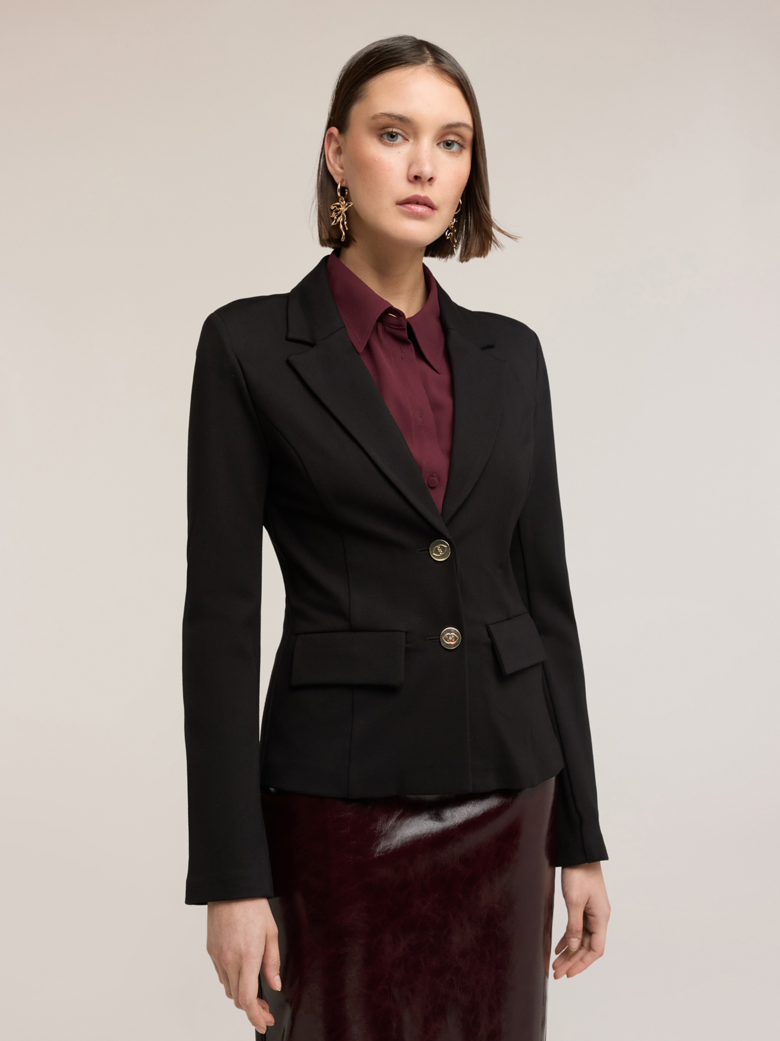 Blazer non doublé en point milanais, MOTIVI