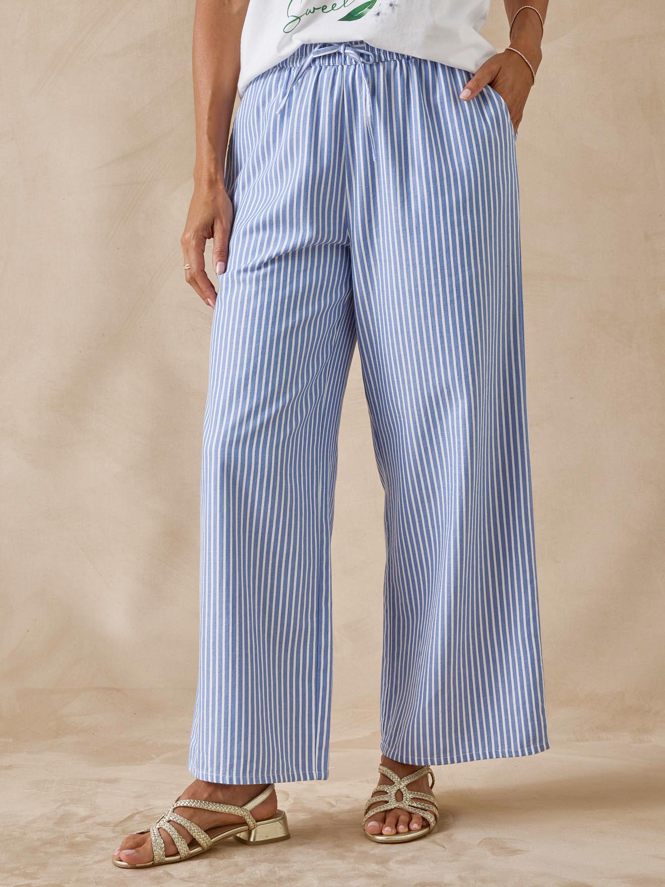 Pantalon large rayé élastiqué, DAXON