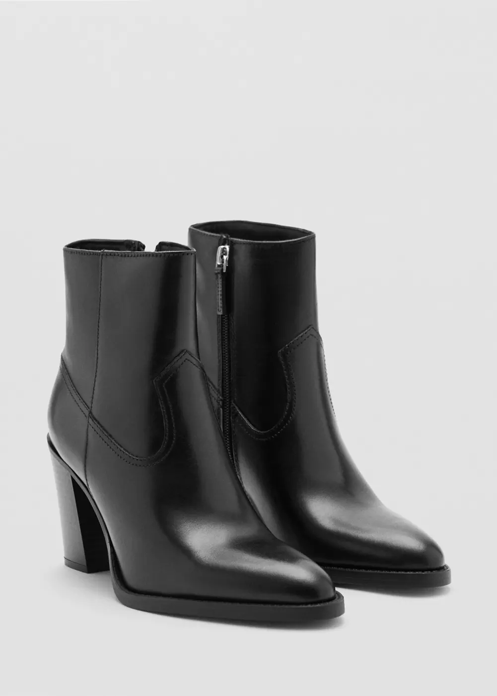 Bottines cuir talon pointu, MANGO