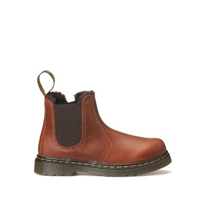 Kids 2976 Leonore Chelsea Boots in Leather with Faux Fur Lining DR. MARTENS