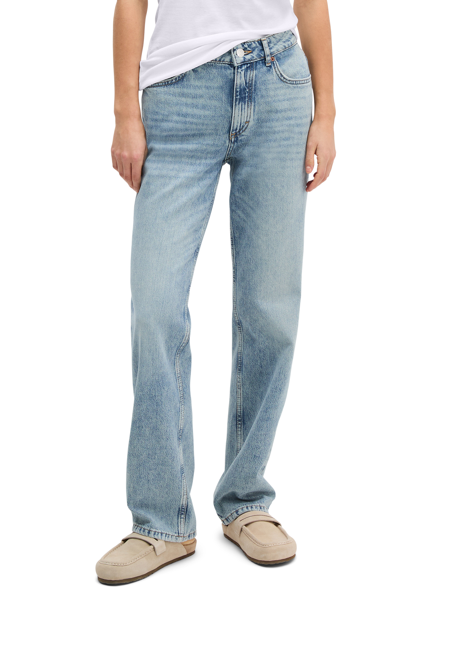 Jeans modèle Elin droit en denim rigide sans élasthanne, MARC O'POLO